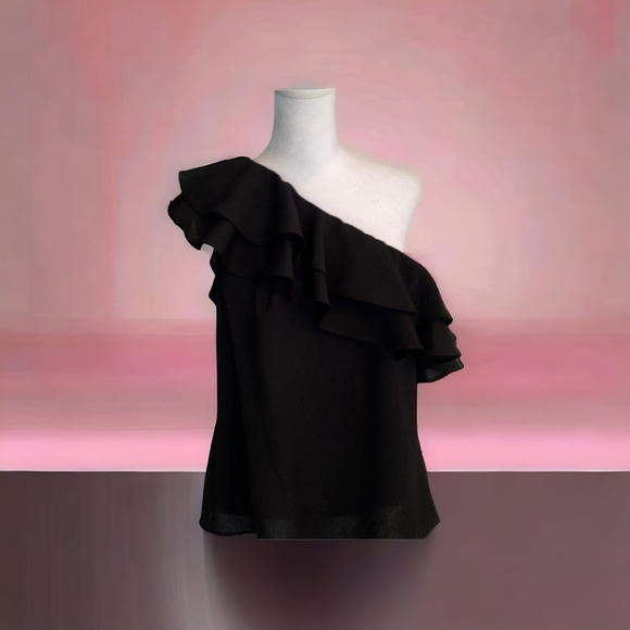 New! APT.9 one shoulder ruffle blouse Sz Xl - Picture 2 of 7